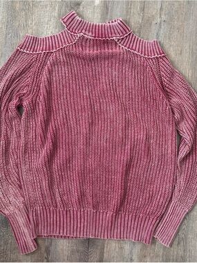Free People Cold-Shoulder Knit Sweater in Dusty Rose